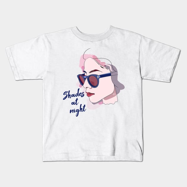 Shades #woman #portrait #illustration #artprint # 80s #eighties #sunglasses #fashion #style Kids T-Shirt by Kirovair